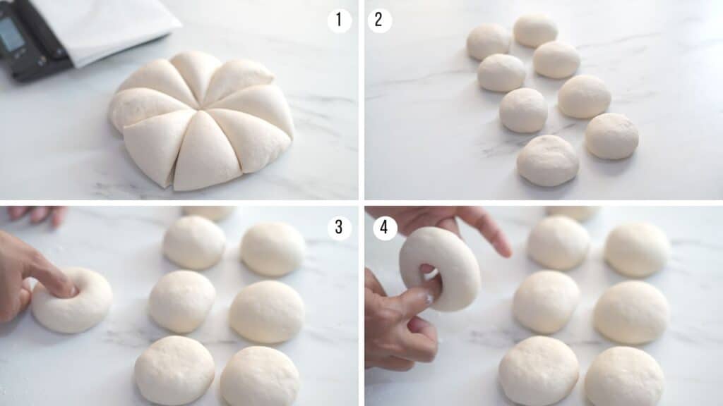 shaping bagel dough