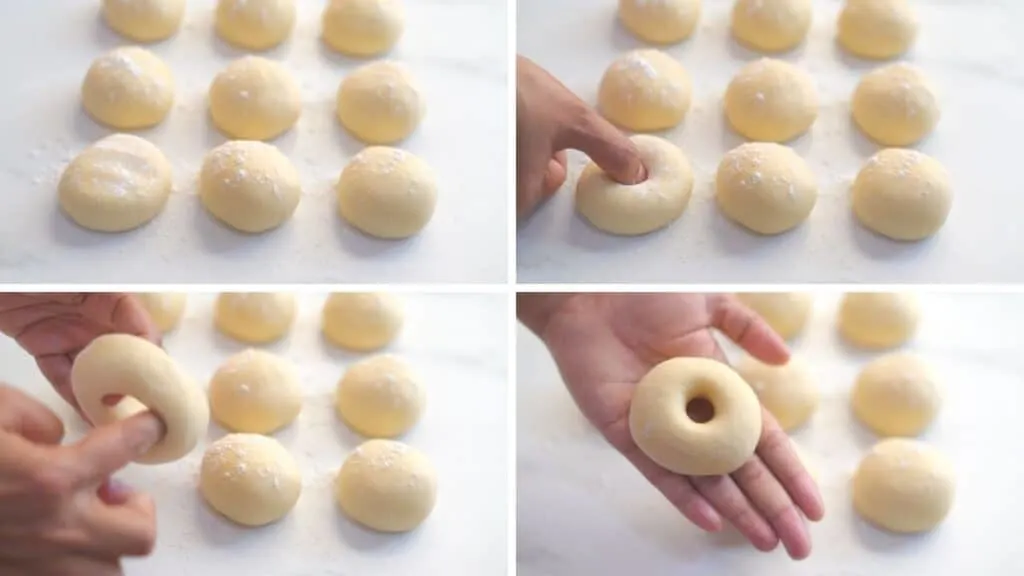 shaping doughnuts