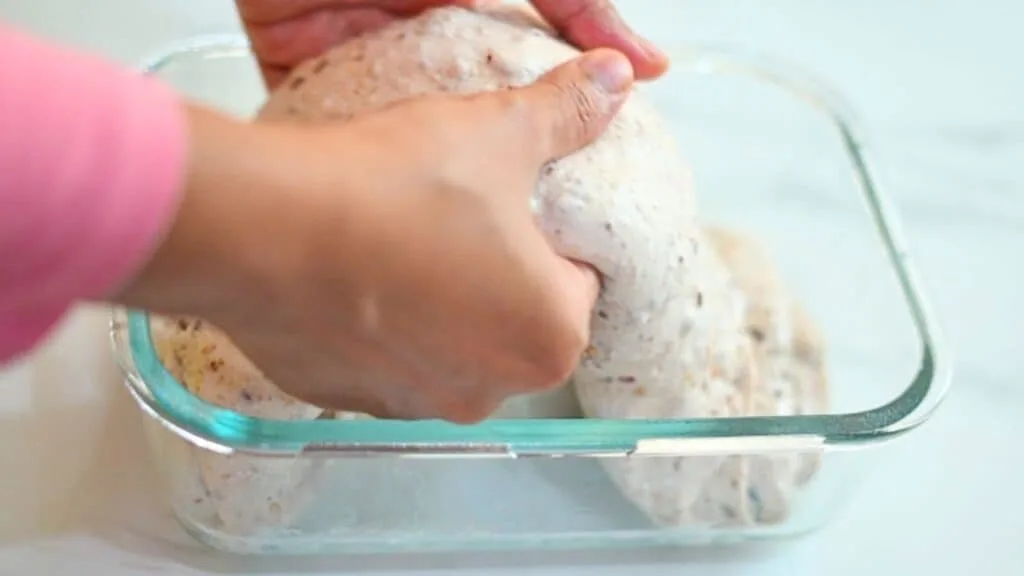 coil folding healthy sourdough bread