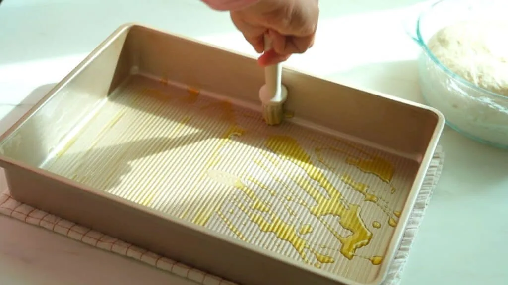 prepare pan for baking overnight focaccia