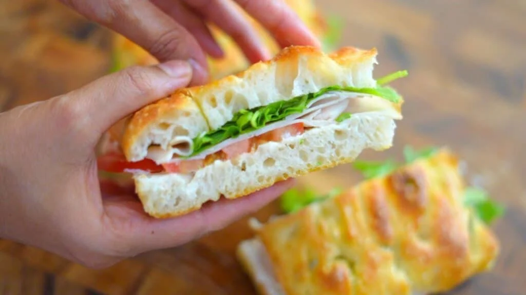 sandwich made with overnight focaccia