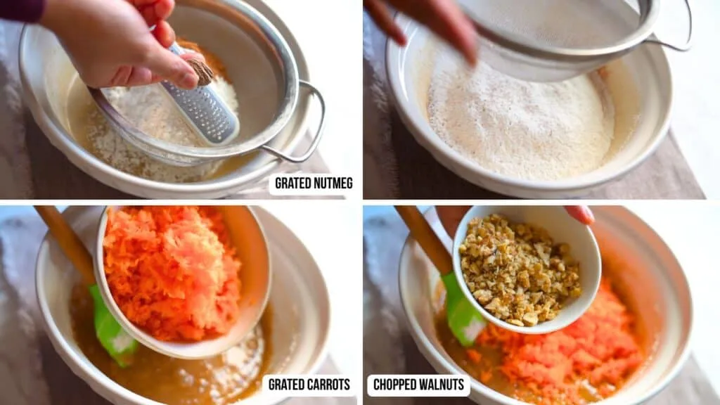 how to make carrot walnut cake batter