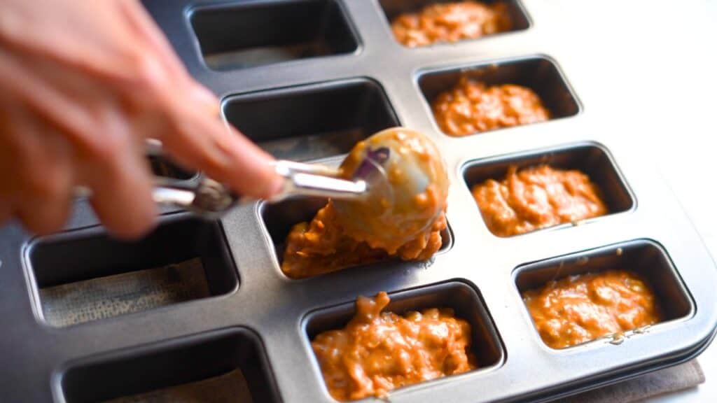 scoop mini carrot cake batter