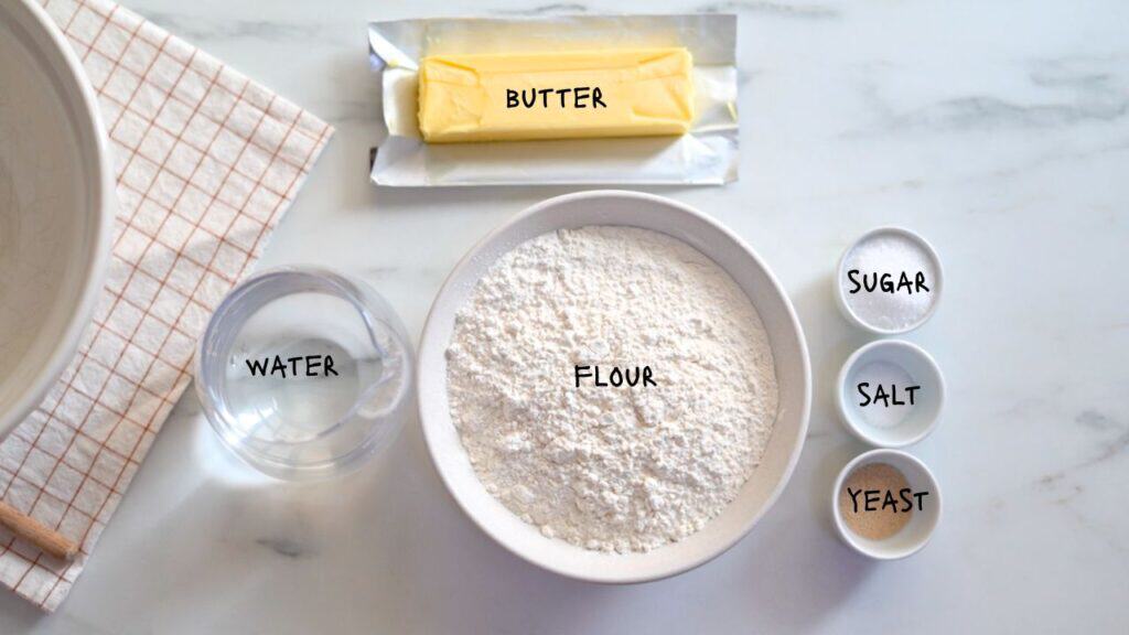 ingredients for making shortcut croissants