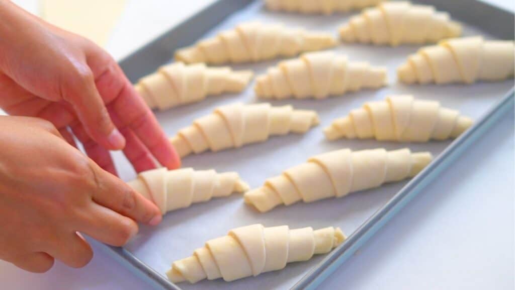 shaping easy sourdough croissants