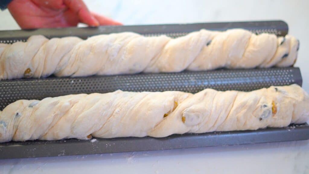 easy twisted olive baguettes