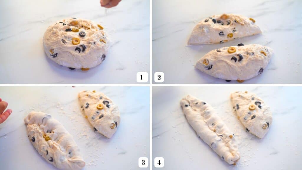 homemade olive baguette