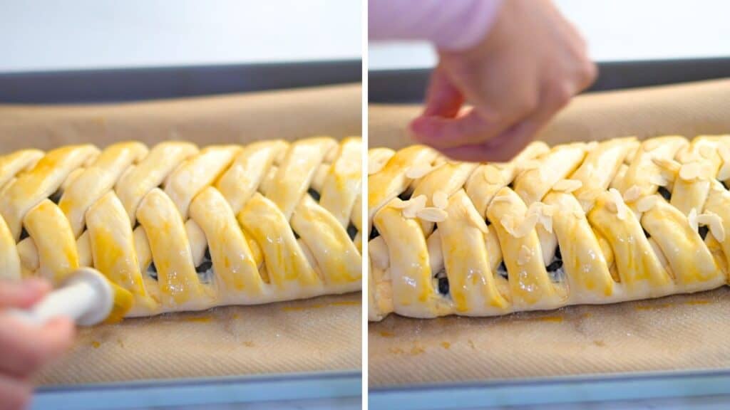 Egg wash the braided danish pastry